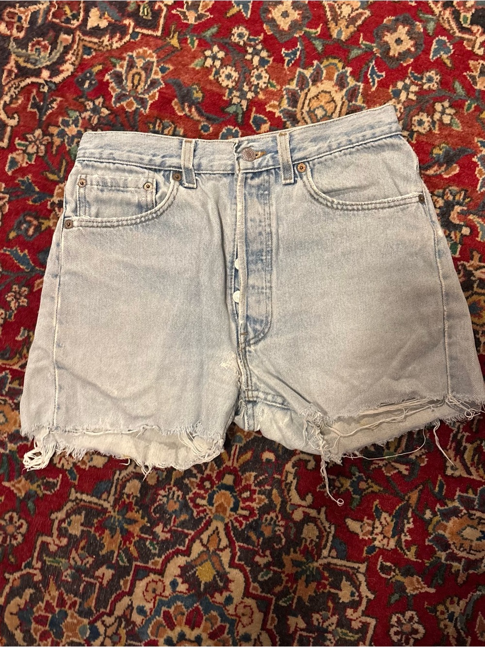 Levi's Light Blue High-Rise Cutoff Jean Shorts